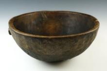 10 1/4" by 4 3/4" hand carved Iroquois Wood Cooking Bowl in excellent condition - New York.