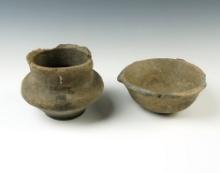 Pair of Arkansas Pottery Vessels. The largest is 3 1/2" tall.