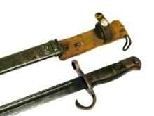 RARE US-Issued Korean War Japanese Type 30 Bayonet w/ Green Scabbard & Canvas Frog for Web Belt