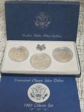 1983 P, D & S UNC. Olympic Silver Dollars