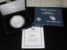 2013 American Eagle Silver Proof Dollar in Box w/ COA