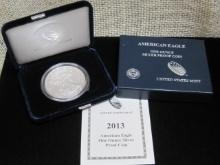 2013 American Eagle Silver Proof Dollar in Box w/ COA