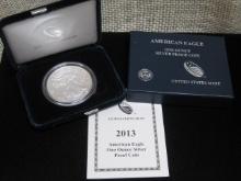 2013 American Eagle Silver Proof Dollar in Box w/ COA