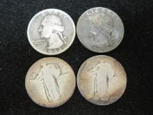 Lot of (4) Silver Quarters