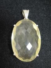 50 Carat Lemon Quartz Sterling Silver Pendant