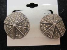 Sterling Silver Marcasite Clip Earrings