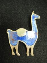 Sterling Silver Llama Enameled Brooch