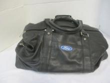 Ford Motor Co. Black Leather Duffle Bag