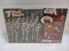 New Old Stock Star Wars 7 Wood Puzzles in Box