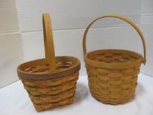 2 Signed and Dated Longaberger Handle Baskets