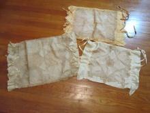 Three Antique Sate and Lace Pillow Cases