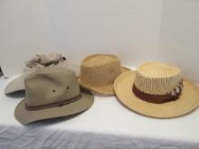 A. Adams & Spire Weatherproof Fedora, Two Straw Hats and Sun Protection Zone Hat