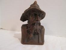 Josef Buhner Signed Hand Carved Man with Pipe Bust