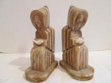 Pair of Alabaster Reading/Praying Priest Bookends