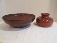 Dempster, Mexico Wood Turned Vase and Wood Centerpiece Bowl