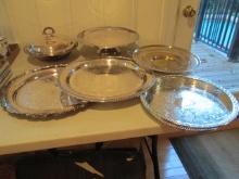 Silverplated Trays, Covered Dish and Dessert Stand