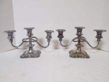 Pair of Silverplated 3 Lite Candelabras