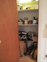 Contents of Storage Closet-Light Bulbs, Hardware Items, Framed Prints,