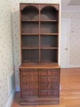 Midcentury Modern 2 Piece Bookcase with Sliding Doors