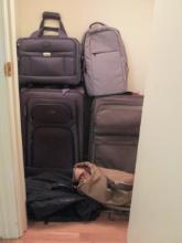 Grouping of Rolling Suitcases, Backpack, Garment Bags and Computer Bag