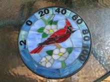 Stained Glass Cardinal Thermometer