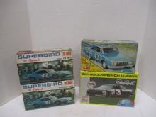 4 Vintage Jo-Han and Monogram Racecar Models in Original Boxes