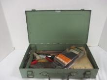 Gun Cleaning Supplies in Vintage Metal Box