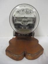 Vintage Duke Power Co. Type JA Electric Meter Mounted on Wood Base