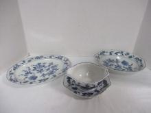 Vintage Blue Danube (Japan) China Platter, Serving Bowl, and Gravy Boat