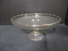 Vintage Frosted Glass Pedestal Cake Plate