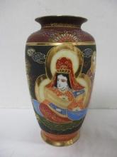 Vintage Japanese Satsuma Moriage Handpainted Porcelain Vase