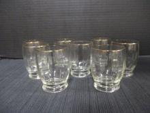 Set of 8 Vintage Libbey Gold Trim Juice Glasses