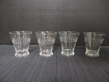 4 Vintage Anchor Hocking "Laurel (Gray Cut)" Liquor Cocktail Glasses