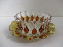 Vintage Echt Bleikristall German Crystal Bowl and Gold Underplate