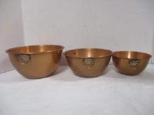 Set of 3 San Lin Copper Mixing Bowls