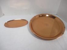 Vintage Paul Revere Copper Serving Tray and Small Copper Tray