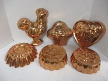 Collection of 6 Vintage Copper Molds