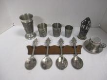 Collection of Handwerks Siegel German Pewter Cups and Spoons