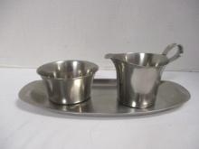 Retro Cormargen German Stainless Sugar and Creamer on Tray Set