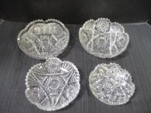 4 Vintage Brilliant Cut Glass Crystal Dishes