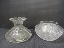 Vintage Cut Glass Crystal Vase and Glass Decanter Vase