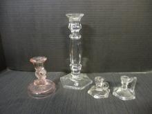 Grouping of 4 Vintage Glass Candle Holders