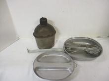 Vintage Aluminum Water Thermos and Mess Kit