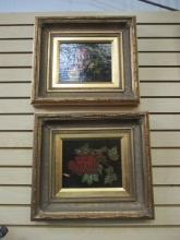 2 Still Life Artwork in Ornate Gilded Gold Frames