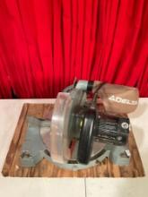 Vintage Delta 8.25" Compound Miter Saw Model 36-40 w/ Wooden Support. Tested, Works. See pics.