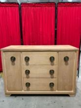 Vintage Pine Lowboy Dresser or Kitchen Side Cabinet w/ 3 Drawers & 2 Cupboards w/ Shelves. See pi...