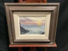 Framed Oil on Canvas, Coastline during Sunset, Signed by artist W. McDonald