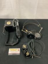 Vintage Hotel Wall Phone, Little Tattler by Headphones by Marinette Electric Corp, and unmarked set