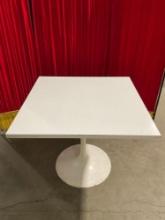 Vintage MCM Style White Square Vinyl? Composite Kitchen Table w/ Tulip Base. Stands 30" Tall See