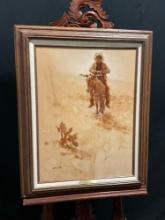 Framed Western Sepia toned Print titled Juan by Clarence McGrath